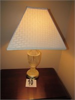 Glass with Brass Stand Lamp Including Shade