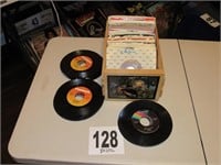 Wooden Crate of Assorted 45 Records