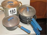 (7) Piece Chef's Best (4) Frying Pans, (2) Pots,