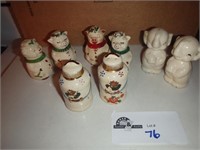 SALT AND PEPPER SHAKERS, 2 SETS PIGS,