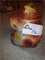 AMERICAN BISQUE COOKIE JAR WITH FROG