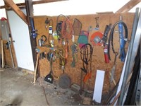 Contents of 2 garage walls & 2 benches