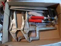 2 bar clamps, 2 vice grip clamps & other