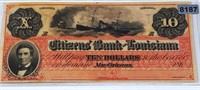 1860 $10 Citizens Bank Of Louisiana Bill UNC