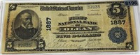 1887 $5 National Bank Of Olean Bill LIGHT CIRC
