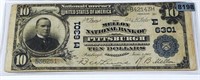 1902 $10 National Bank Of Pittsburgh Bill AU