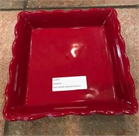 Red Scalloped Ceramic Baking Dish