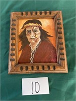 Framed Indian on Canvas Board (Belden)