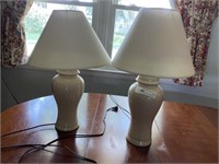 Pair of Cream Colored Porcelain Table Lamps