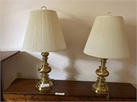 Pair of Heavy Brass Plated Table Lamps