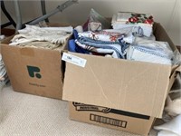 (2) Boxes of Linens- Tablecloths, Blankets, Etc.