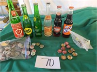 6 Soda Bottles & 2 Bags of Bottles Caps NOTES