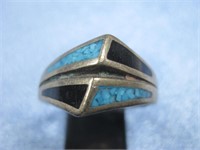 Vintage Brass Southwest Stone Inlay Ring