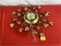 VINTAGE BRASS EIGHT DAY JEWELED WALL CLOCK