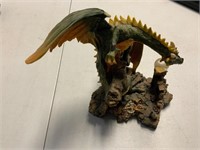 Dragon on rock sculpture 8 inches tall