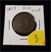 1838 Liberty Head Large Cent- Hole in Chin