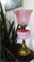 Pink Glass Victorian Oil Lamp
