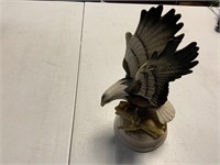 9 inch tall eagle on limb sculpture