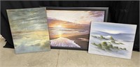 Lot of Beach/Coastal Canvas Paintings, Some Signed