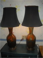 1 Pair Ceramic Table Lamps, 34 inches Tall
