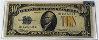 1934 $10 US Gold Seal Bill NEARLY UNC