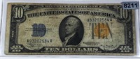 1934 $10 US Gold Seal Bill LIGHTLY CIRCULATED