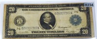 1914 $20 US Blue Seal Bill LIGHTLY CIRCULATED