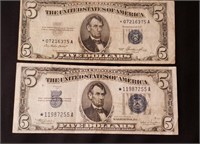 1934C & 1953 $5 Star Note Silver Certificates
