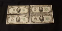 1934 & 1950 2-$10 & 2-$20 Notes