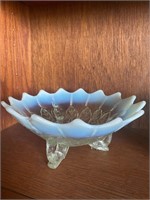 Yellow Opalescent Glass Footed Bowl