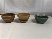 (3) Vintage Glazed Stoneware Bowls
