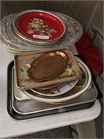 Vintage Metal and Plastic Serving and Baking Trays