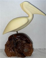 Pelican sculpture.