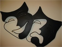 Huge Greek Theater Masks Metal Wall Hanging