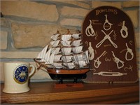 Nautical Bow Lines Plaque & Model Ship, Mug