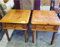 PAIR OF PINE END TABLES
