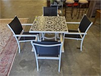 IRON PATIO TABLE WITH 4 ARM CHAIRS