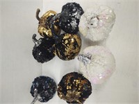 Set of eight sequin pumpkins