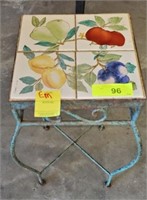 WROUGHT IRON, TILE TOP PLANT STAND
