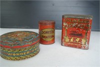 3 Vintage Tins - Fruit Cake, Tea & Shortening