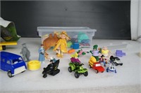Various Small Toys - Dinosaurs, Batman, Cars