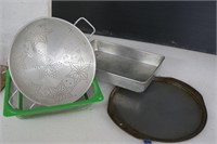 2 Strainers, Pizza Pan and Metal Baking Pan
