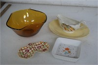Yellow/Orange Glass Serving Dishes