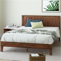 Wood Platform Bed with Headboard 12" Twin