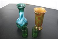 Green Vasses and small juice Glasses
