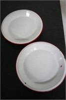 White and Red Enamel Pie Plates