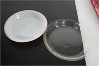 Pyrex Pie Plates - White/Rose & Clear