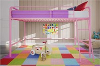 DHP Junior Loft Bed Frame With Ladder, Pink