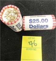(2) Rolls of Uncirculated James Madison $1