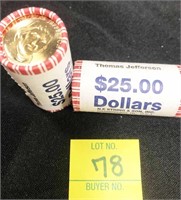 (2) Rolls of Uncirculated Thomas Jefferson $1